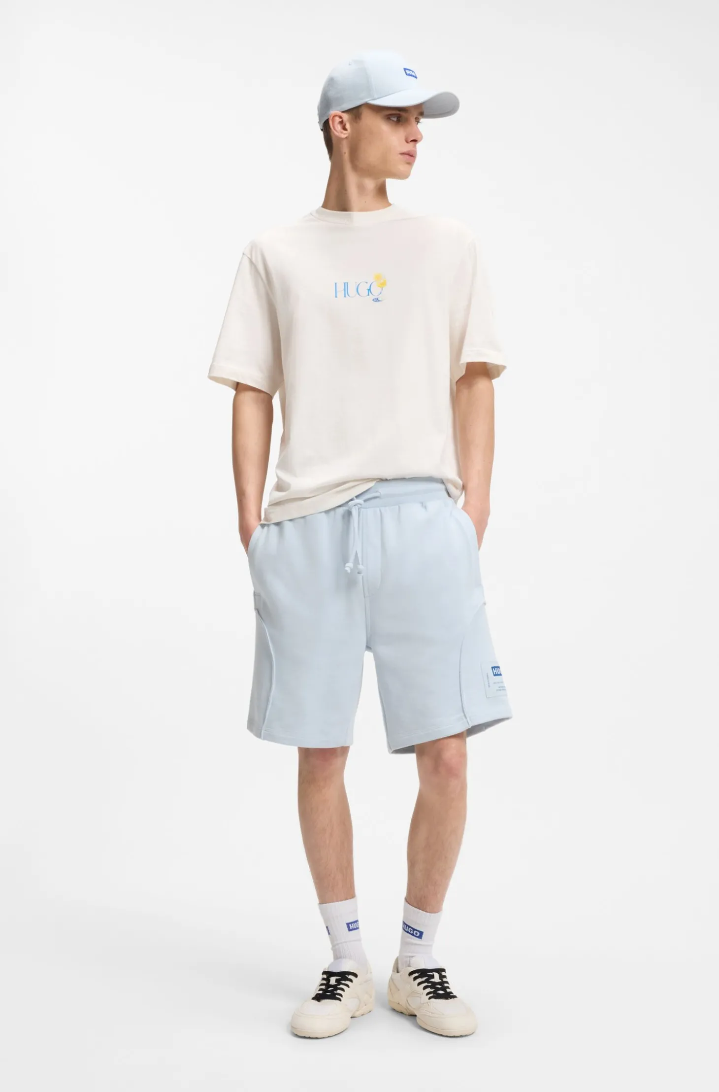 Shorts aus Baumwoll-Mix mit Logo-Label