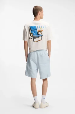 Shorts aus Baumwoll-Mix mit Logo-Label