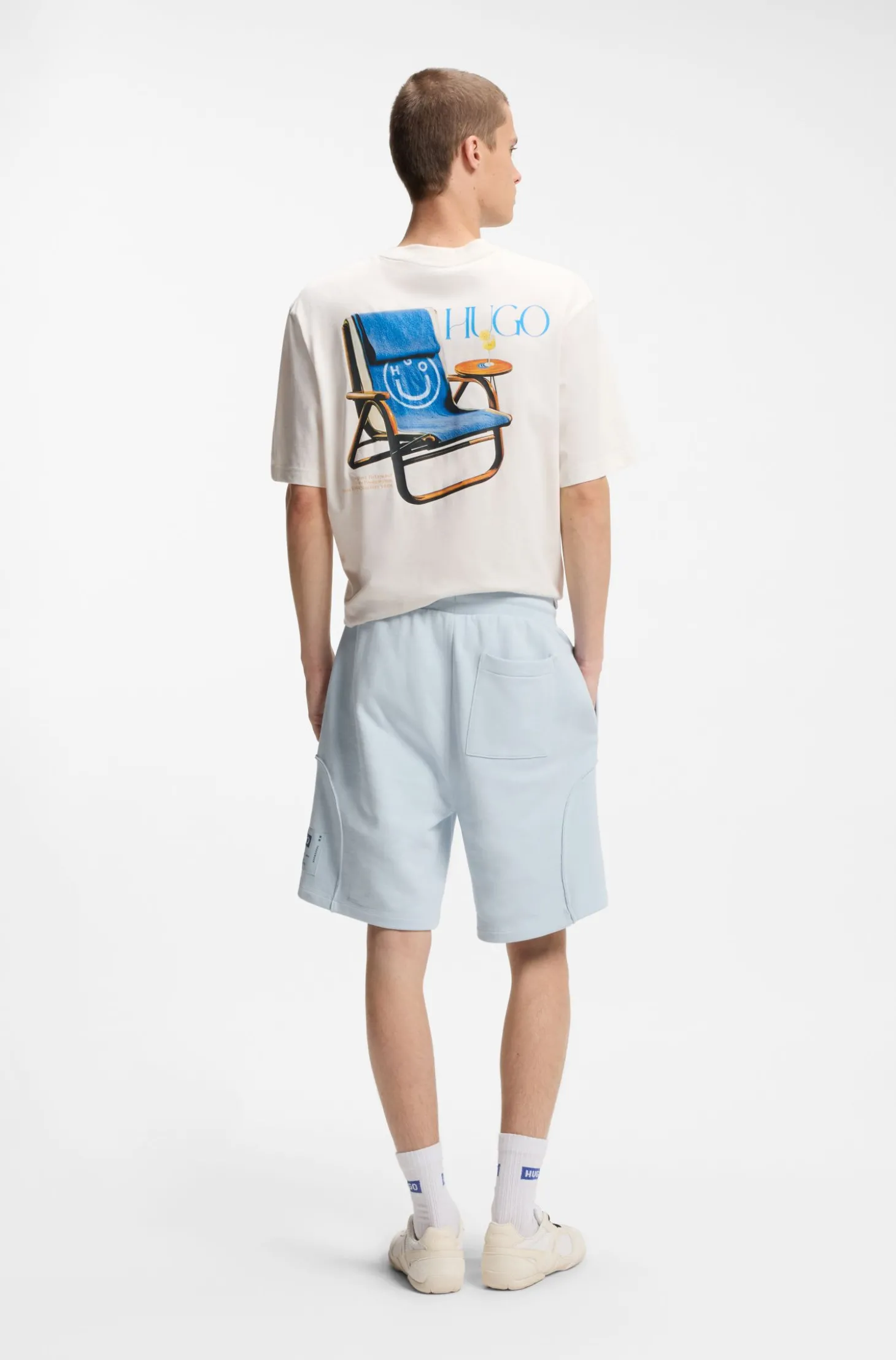Shorts aus Baumwoll-Mix mit Logo-Label