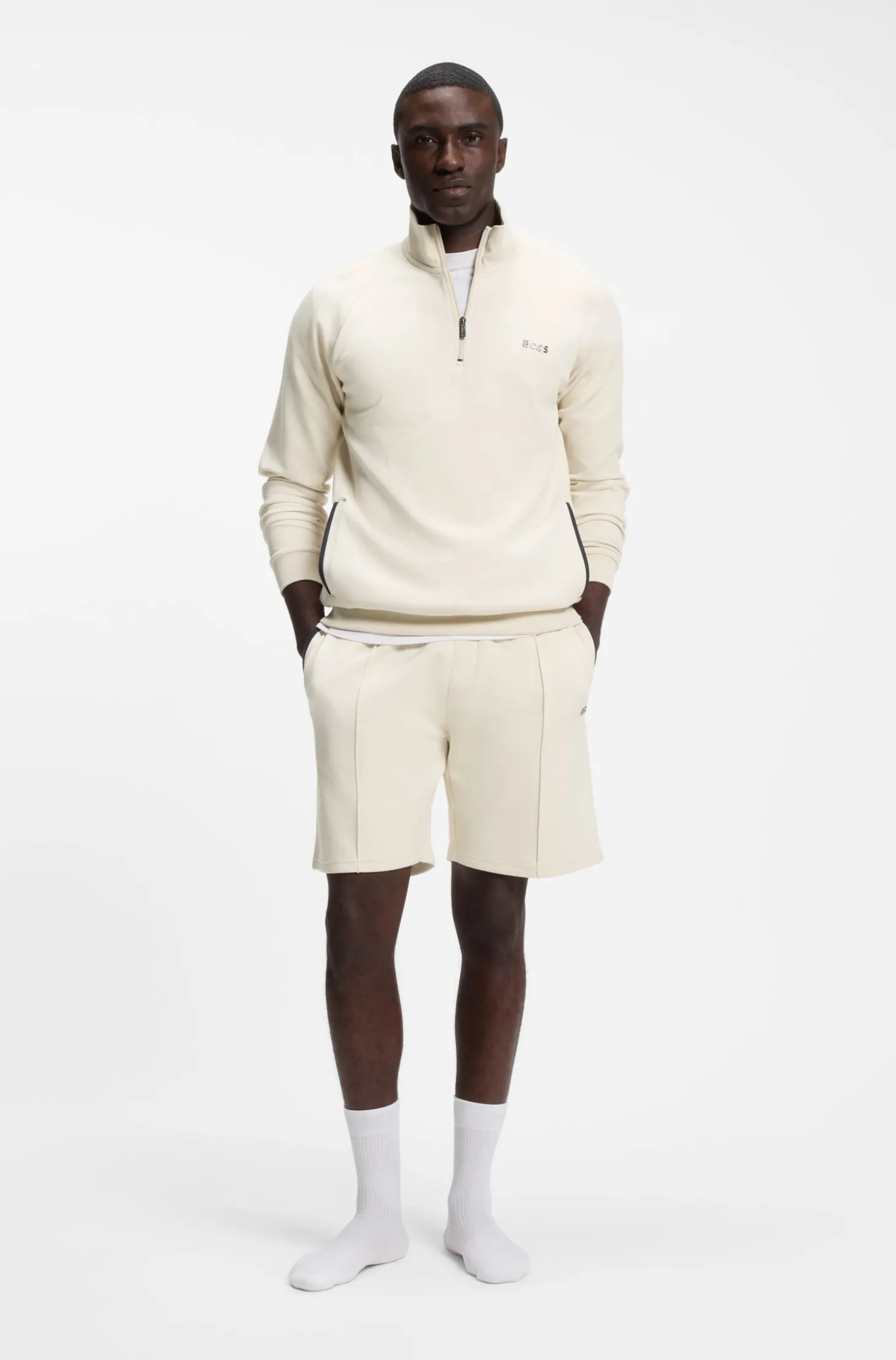 Shorts aus Baumwoll-Mix mit Metallic-Logo