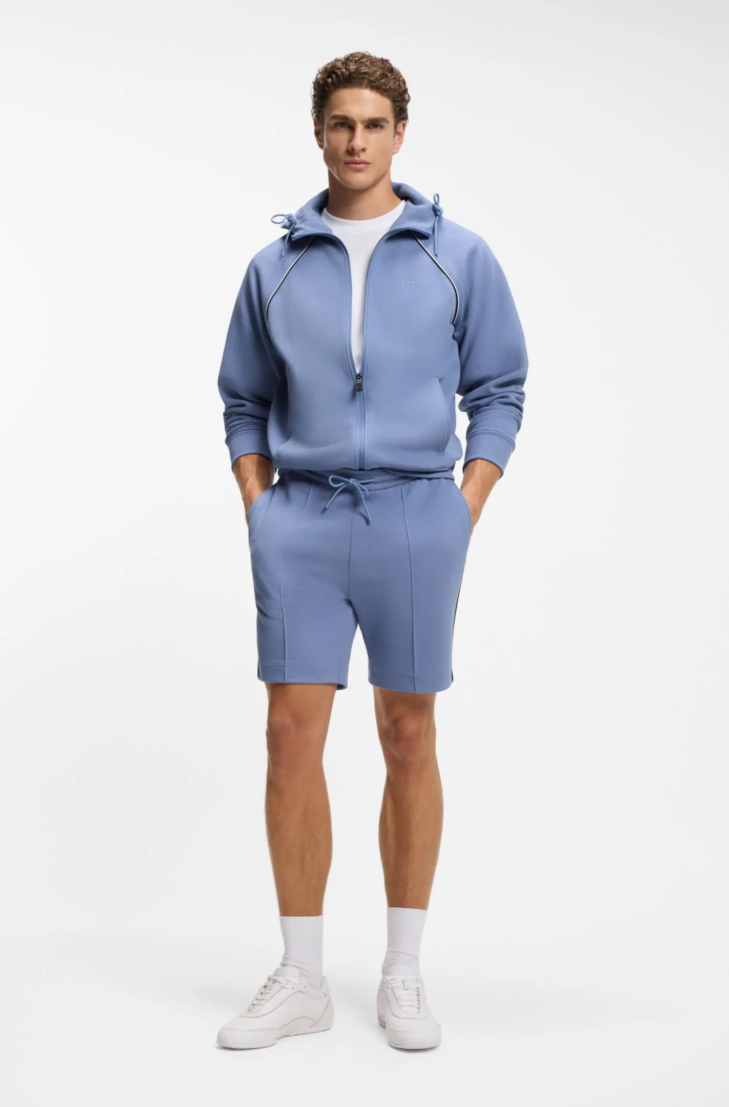 Shorts aus Baumwoll-Mix mit Paspeln