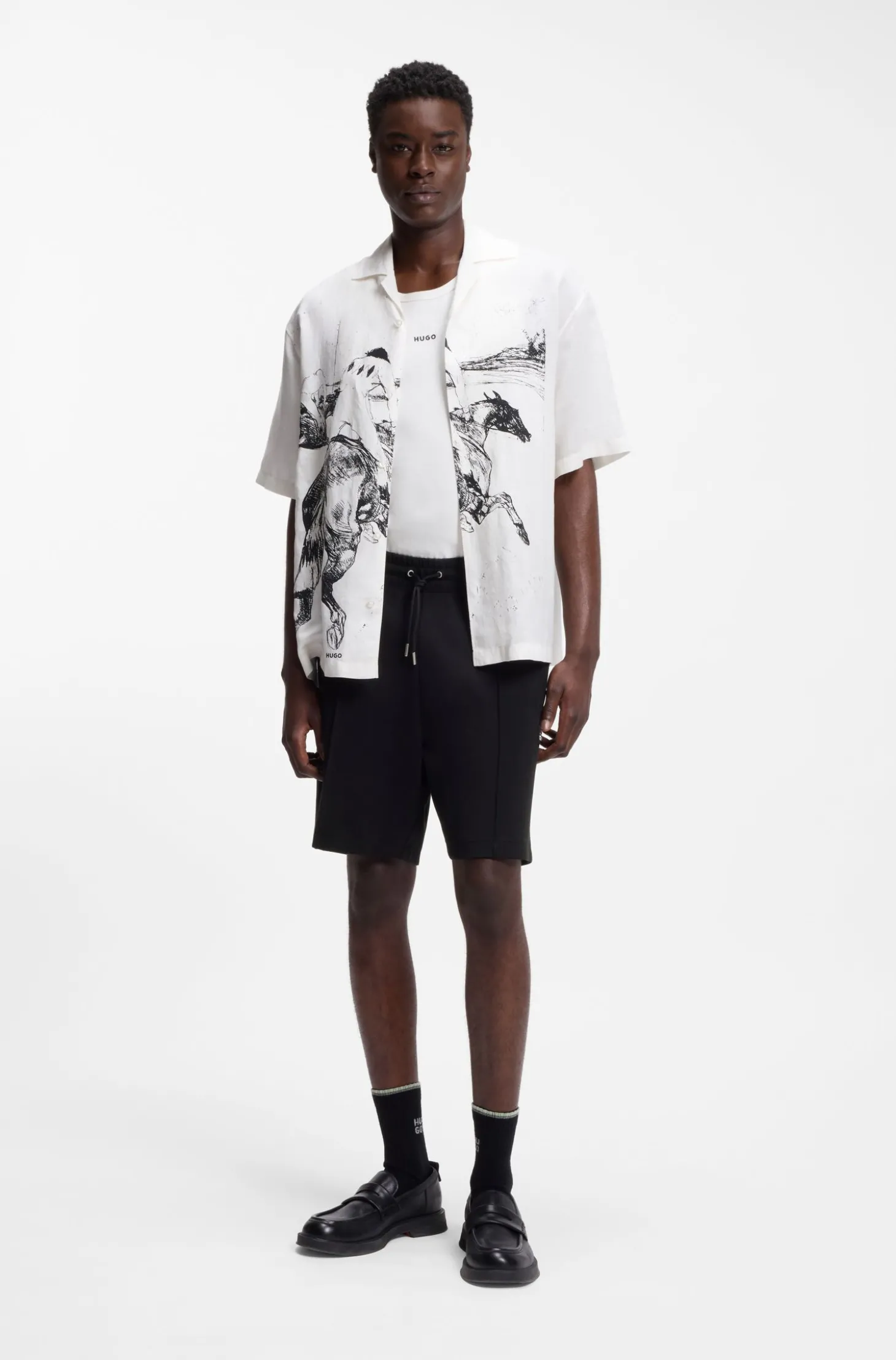 Shorts aus Baumwoll-Mix mit Stack-Logo-Besatz