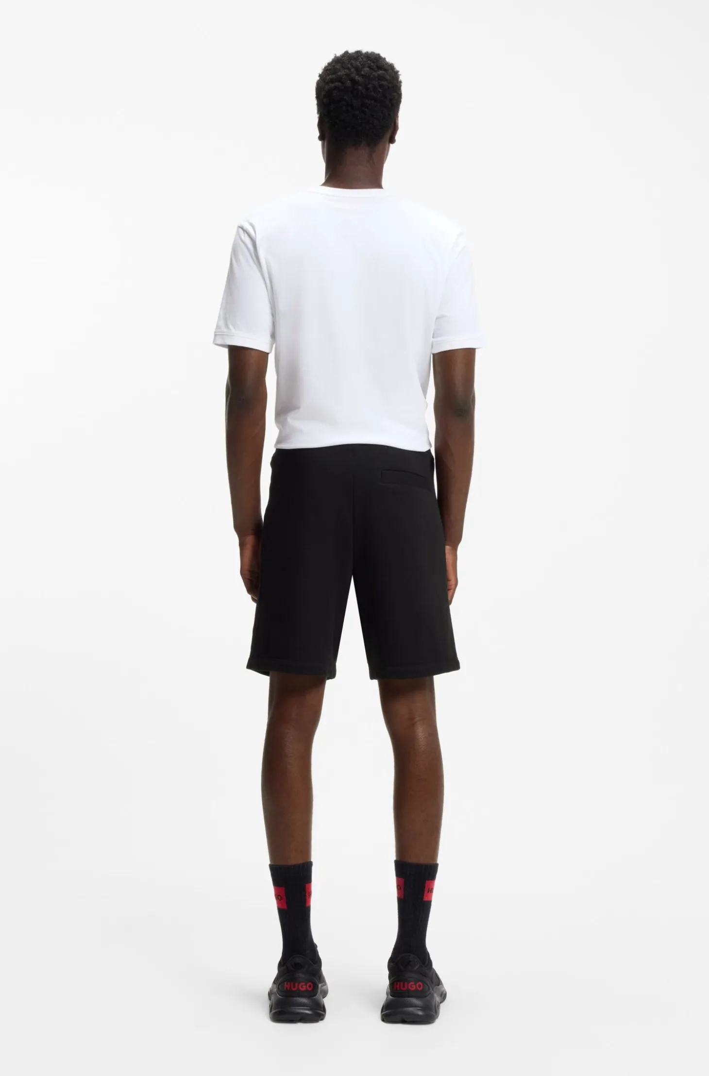 Shorts aus Baumwoll-Terry mit rotem Logo-Label