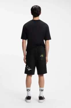 Shorts aus Baumwoll-Terry mit Logo-Artwork