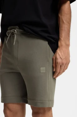 Shorts aus Baumwoll-Terry mit Logo-Patch
