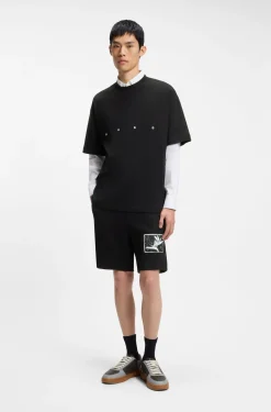 Shorts aus Baumwoll-Terry mit Artwork-Patch