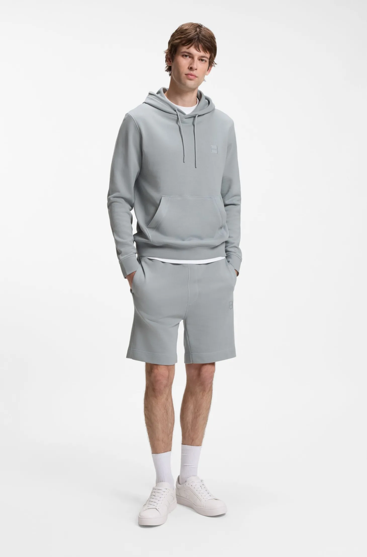 Shorts aus Baumwoll-Terry mit Logo-Patch