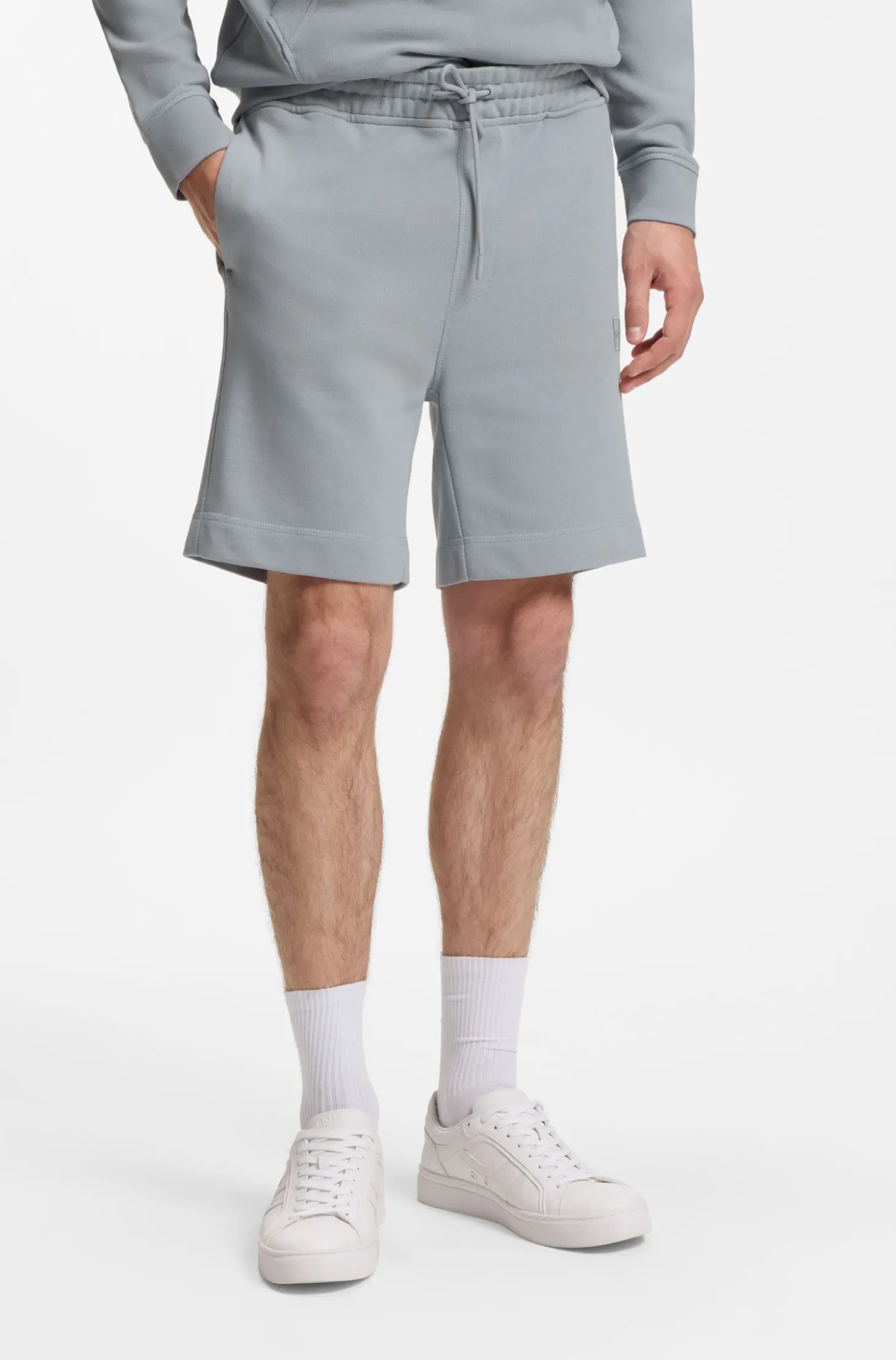 Shorts aus Baumwoll-Terry mit Logo-Patch