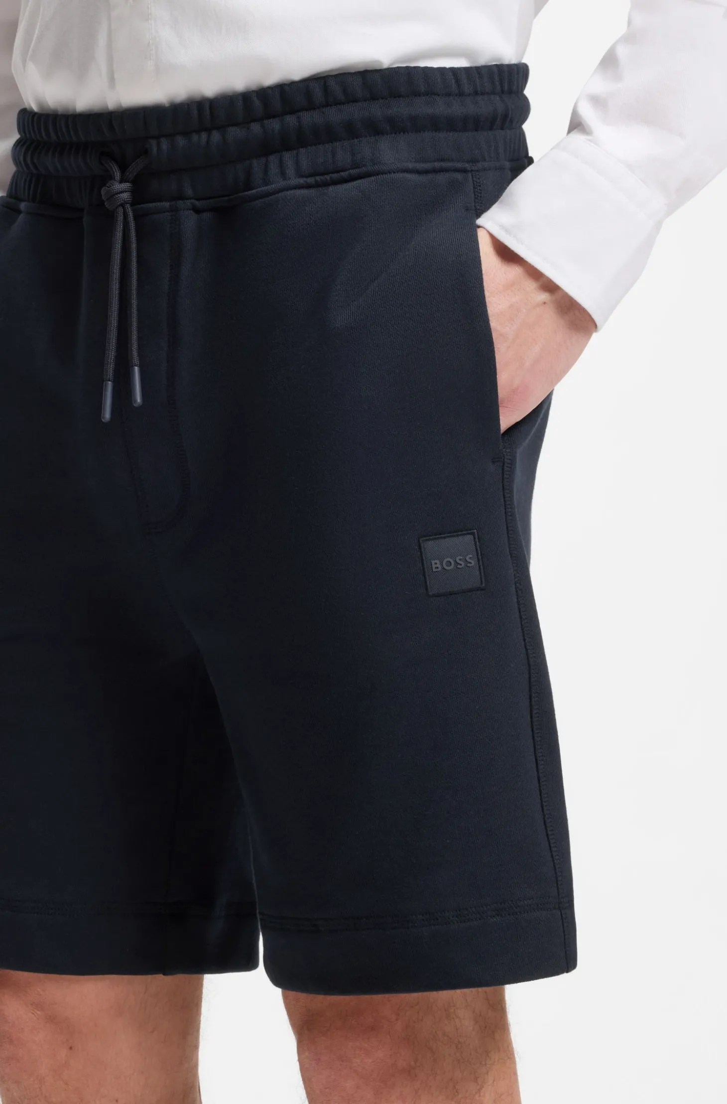 Shorts aus Baumwoll-Terry mit Logo-Patch