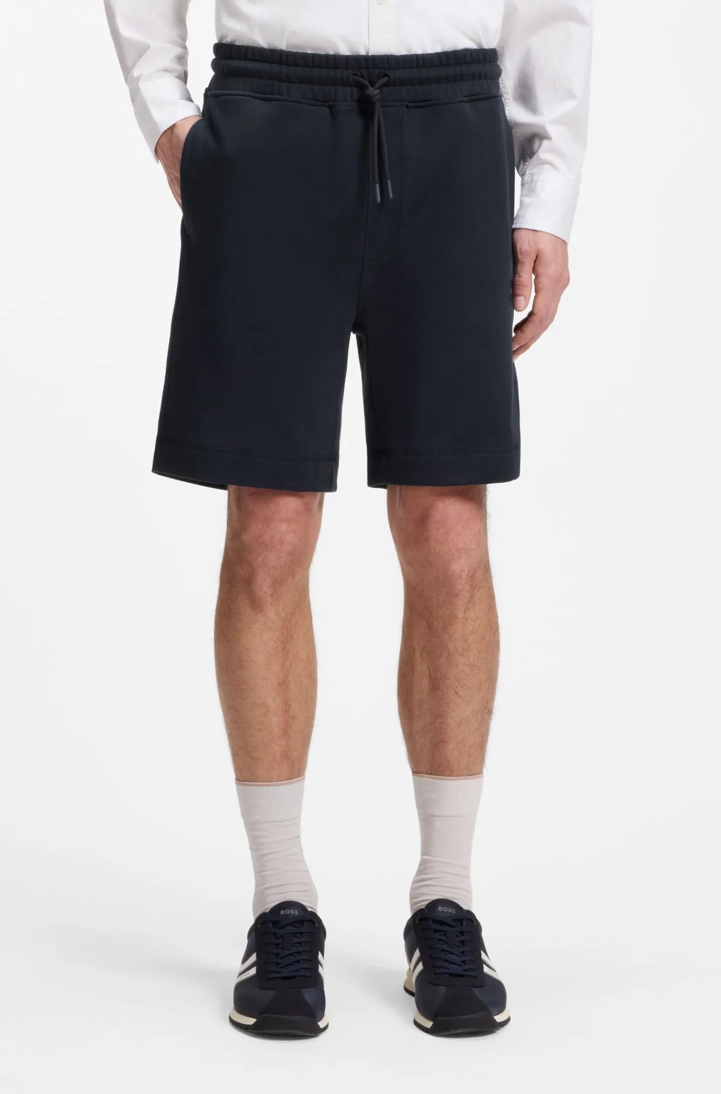 Shorts aus Baumwoll-Terry mit Logo-Patch