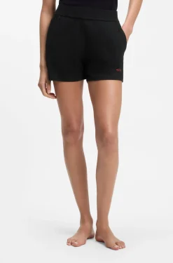 Shorts aus elastischem Gewebe mit Logo-Print