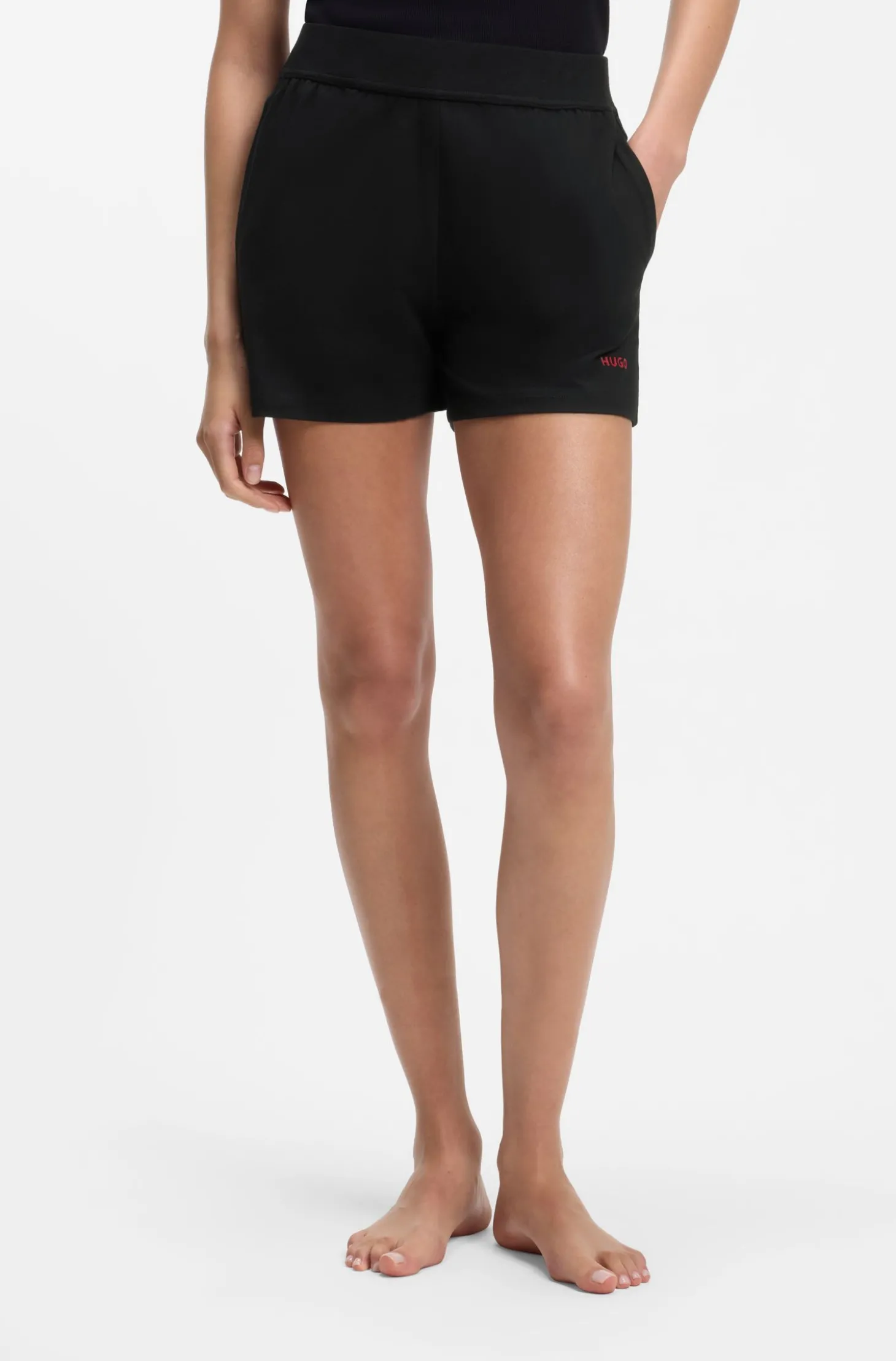 Shorts aus elastischem Gewebe mit Logo-Print