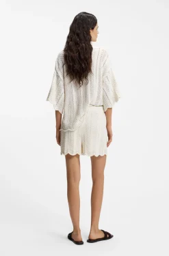 Shorts aus gestricktem Baumwoll-Mix mit Wellenstruktur