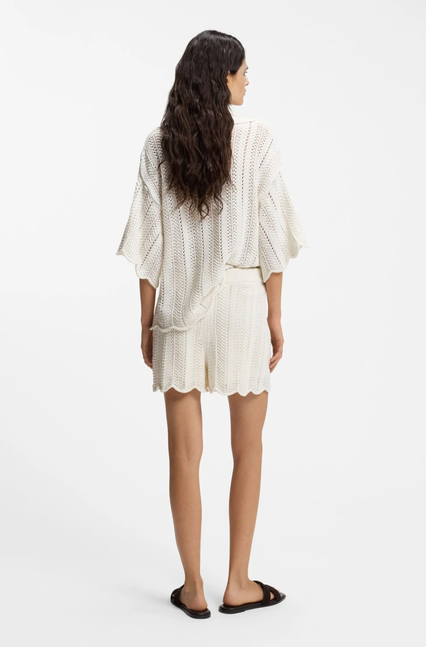 Shorts aus gestricktem Baumwoll-Mix mit Wellenstruktur