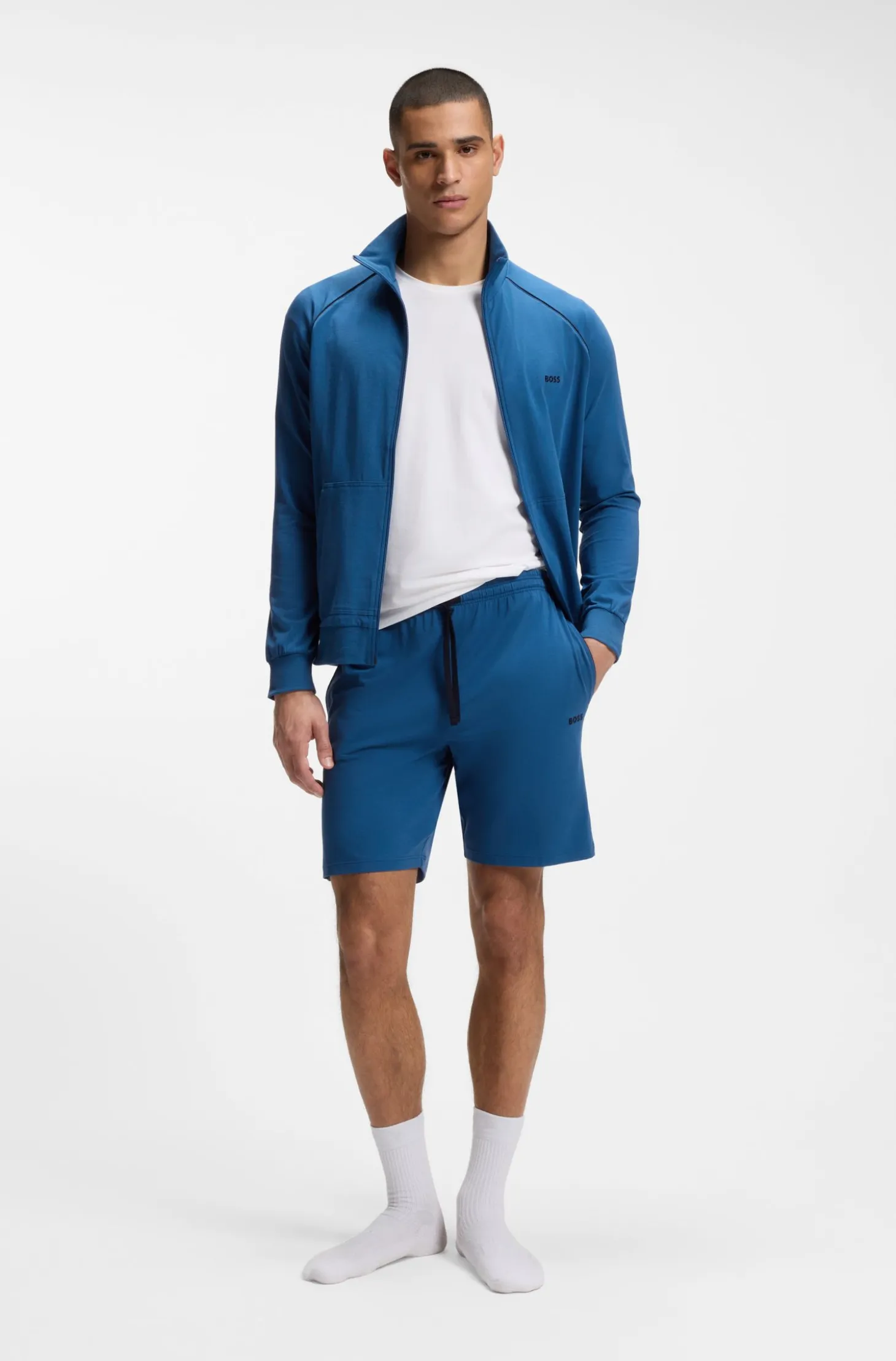 Shorts aus Stretch-Baumwolle mit Logo-Stickerei