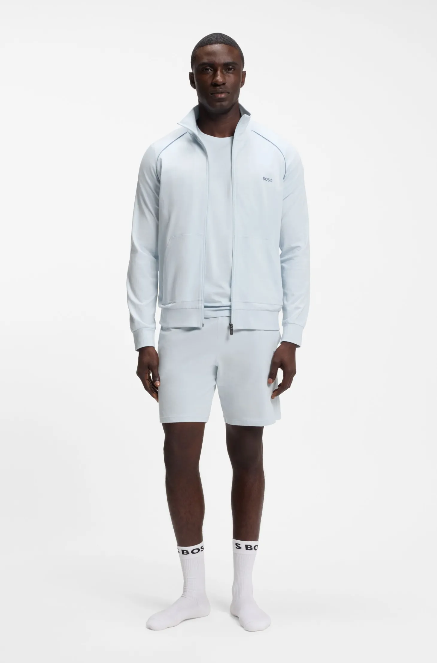 Shorts aus Stretch-Baumwolle mit Logo-Stickerei