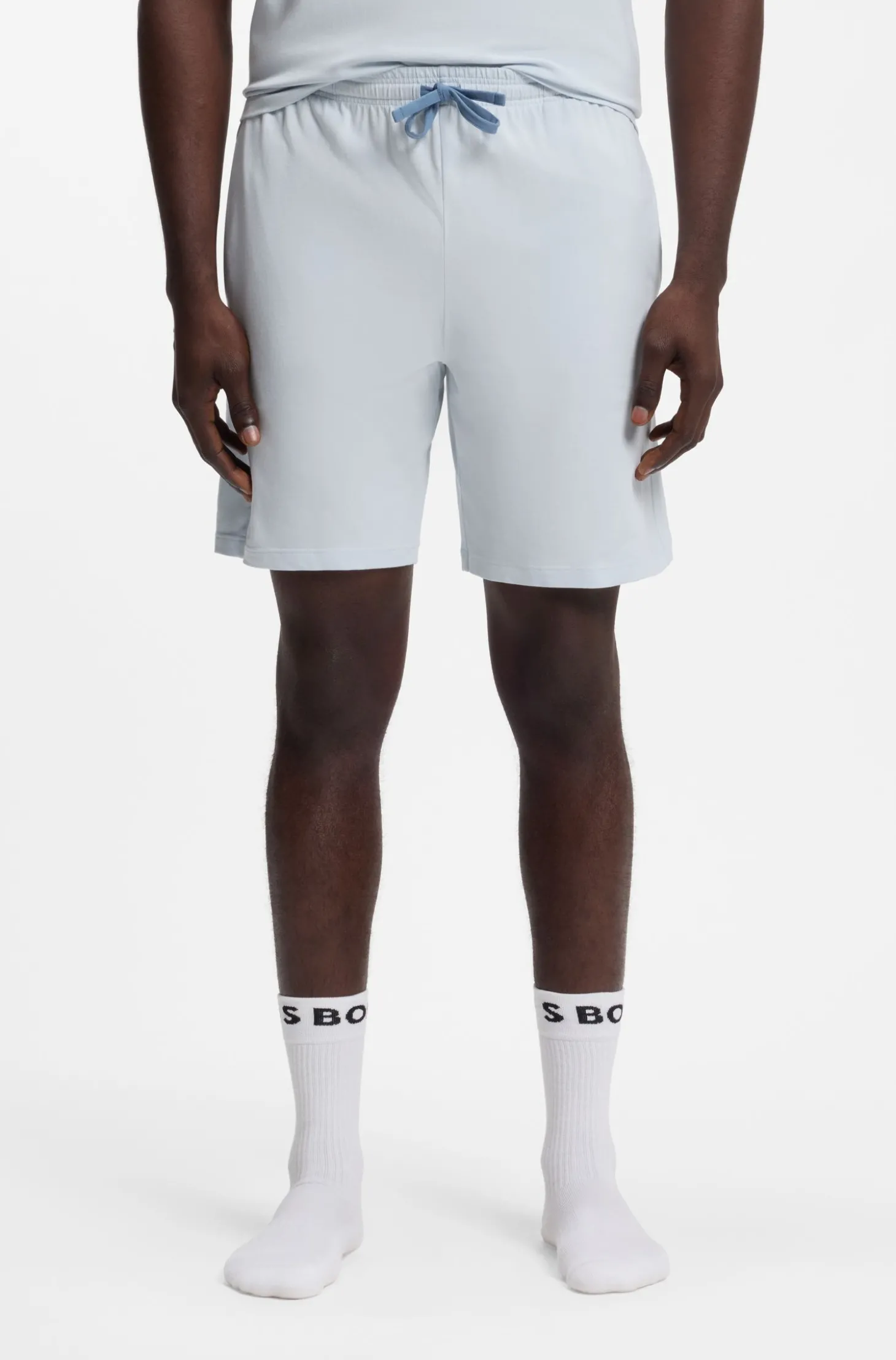 Shorts aus Stretch-Baumwolle mit Logo-Stickerei