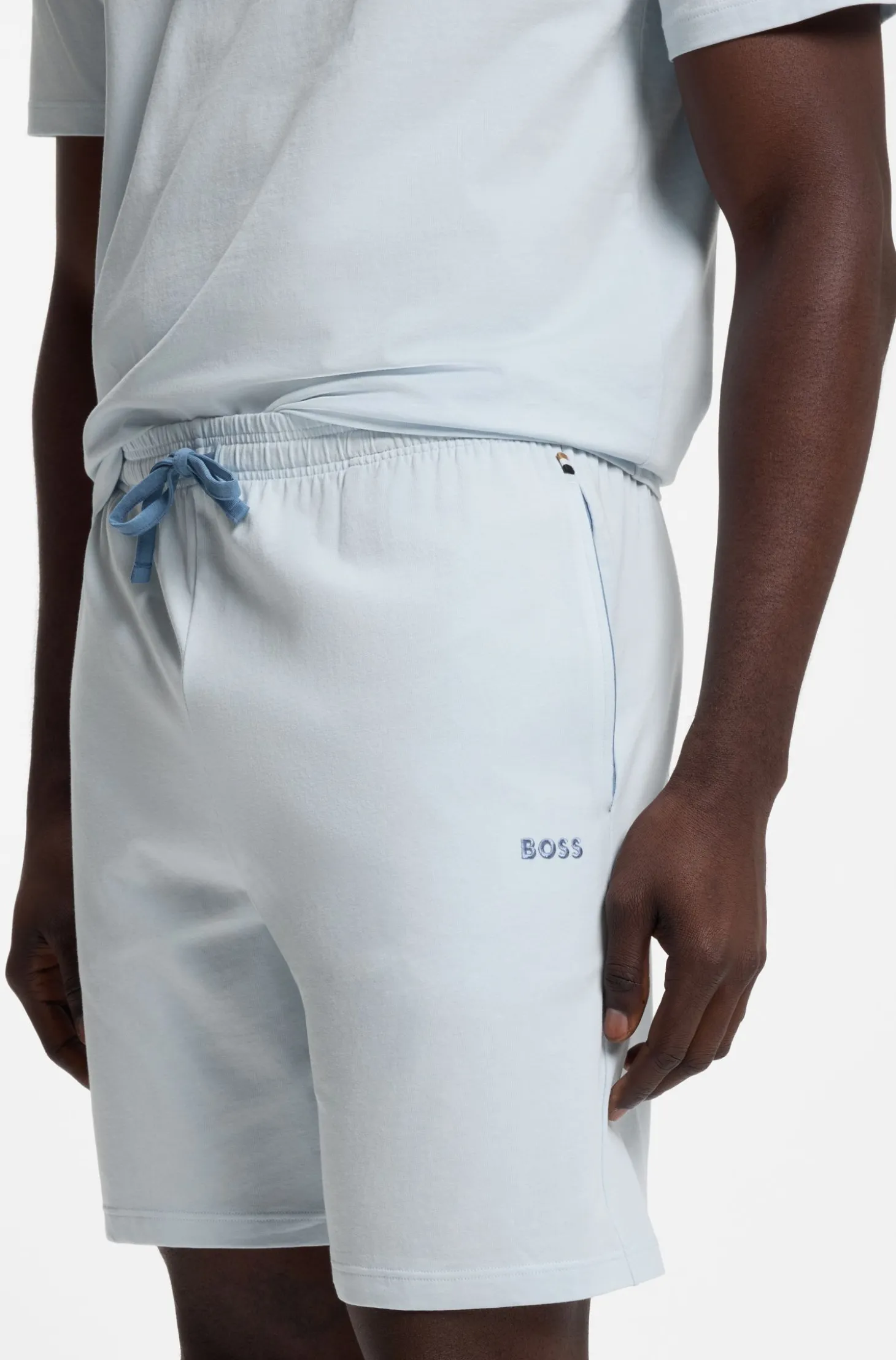 Shorts aus Stretch-Baumwolle mit Logo-Stickerei
