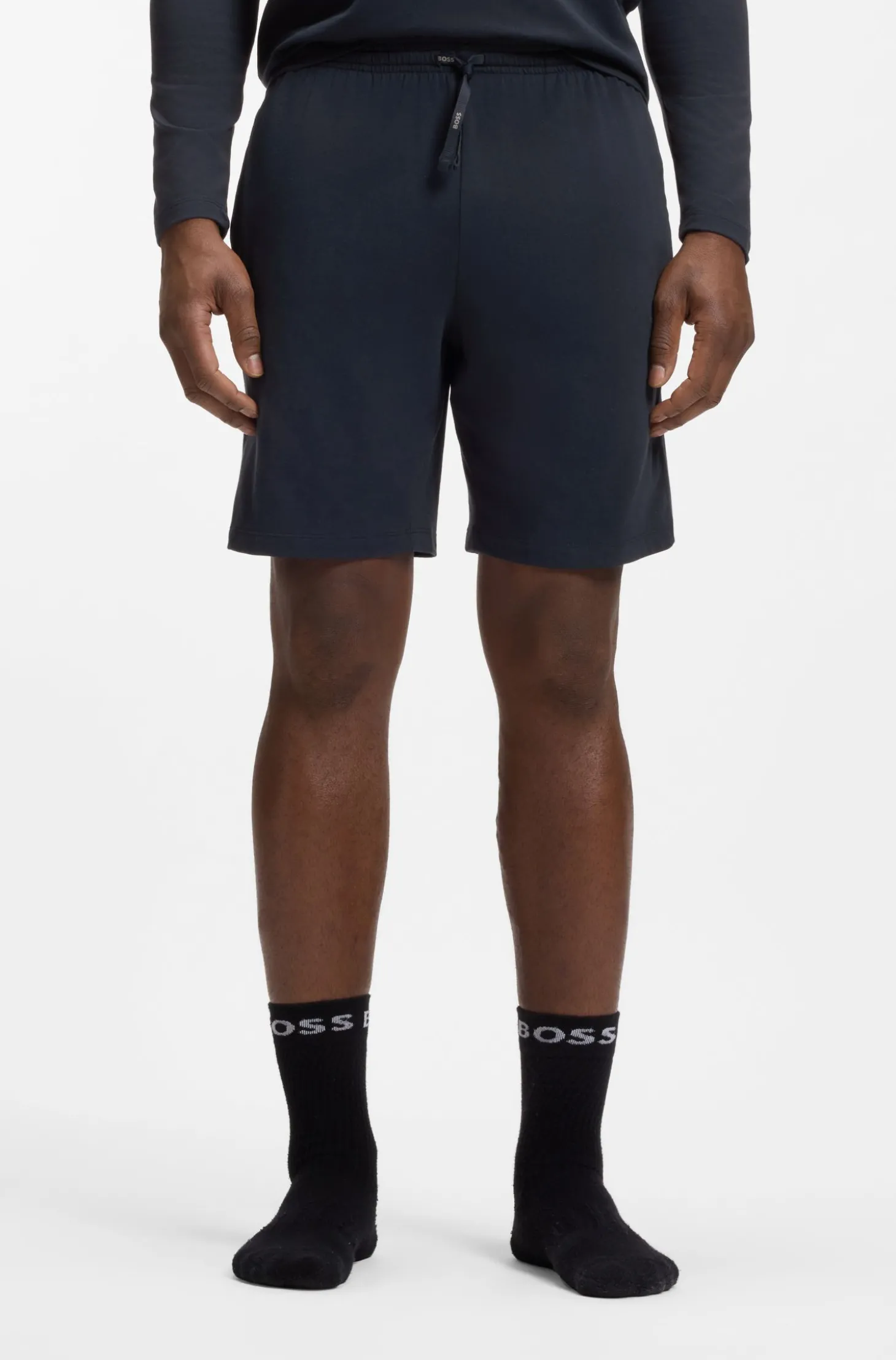 Shorts aus Stretch-Baumwolle mit Logo-Stickerei