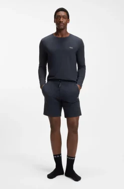 Shorts aus Stretch-Baumwolle mit Logo-Stickerei