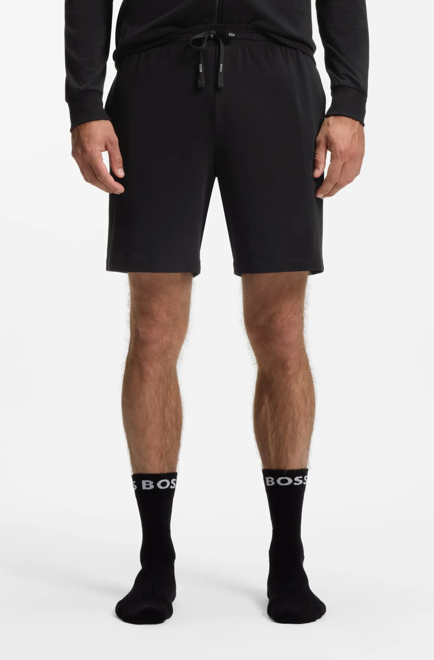 Shorts aus Stretch-Baumwolle mit Logo-Stickerei