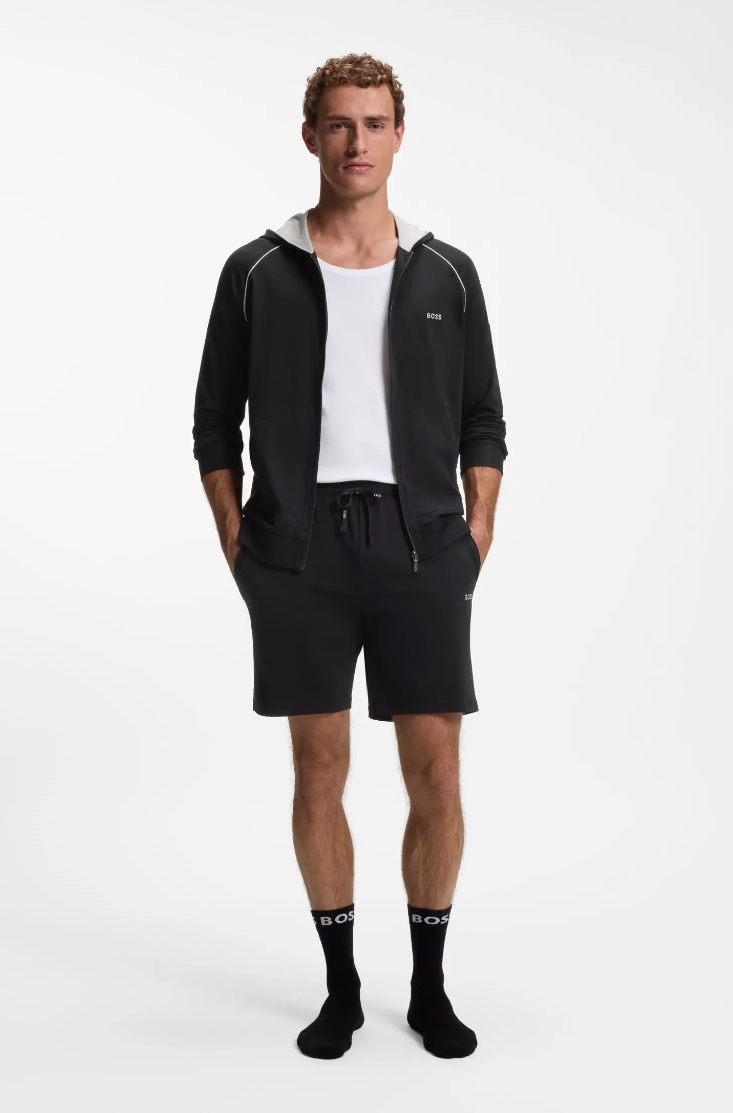 Shorts aus Stretch-Baumwolle mit Logo-Stickerei