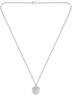 Silberfarbene Halskette mit Double-B-Monogramm-Medaillon