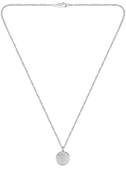 Silberfarbene Halskette mit Double-B-Monogramm-Medaillon