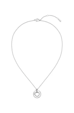 Silberfarbene Halskette mit Logo-Ring