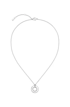 Silberfarbene Halskette mit Logo-Ring