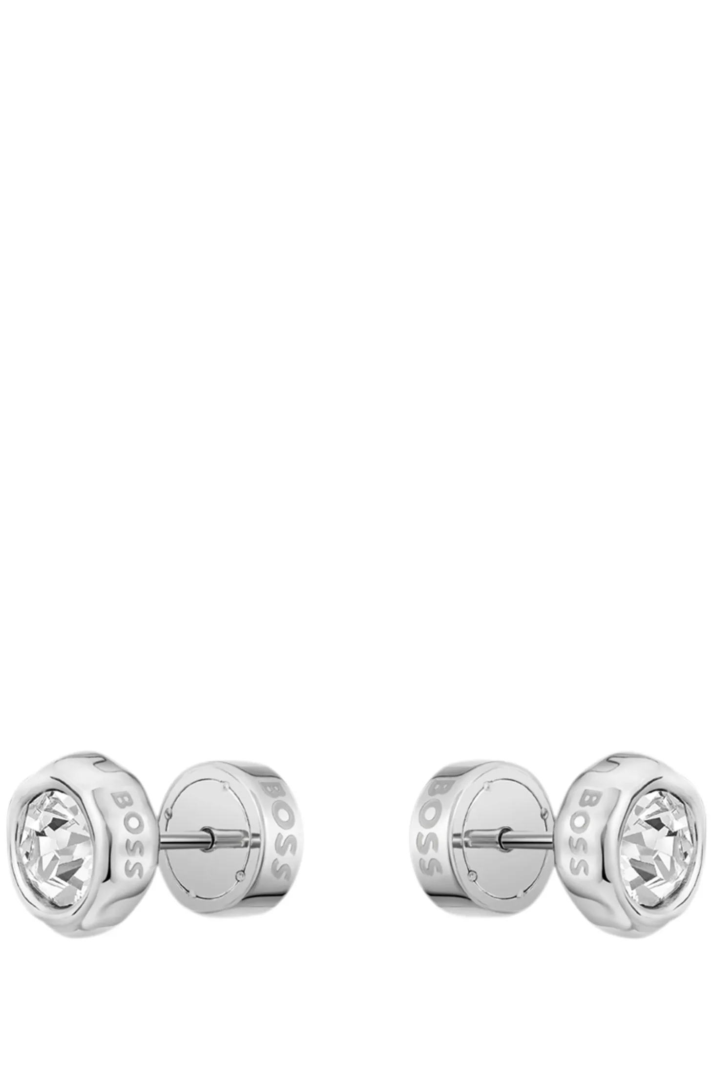 Silberfarbene Ohrstecker mit zentralem Kristall