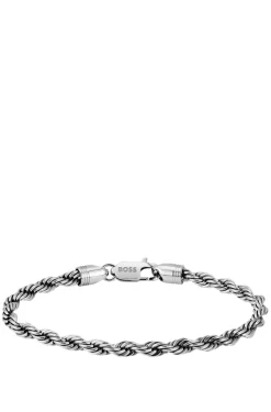 Silberfarbenes Armband mit Kette in Kordeloptik