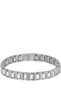 Silberfarbenes Gliederarmband mit Logo am Verschluss