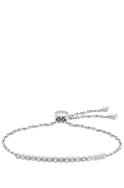 Silberfarbenes Kettenarmband mit Kristallbesatz
