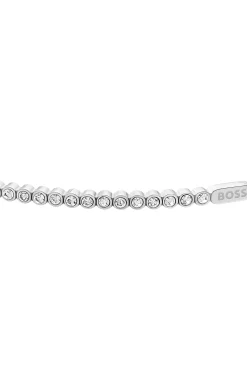 Silberfarbenes Kettenarmband mit Kristallbesatz