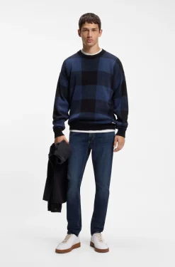 Skinny-Fit Jeans aus blauem Stretch-Denim mit Stone-washed-Finish