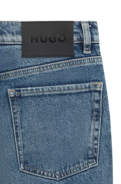 Skinny-Fit Jeans aus blauem Stretch-Denim mit ausgestelltem Bein
