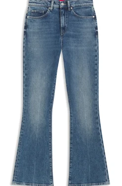 Skinny-Fit Jeans aus blauem Stretch-Denim mit ausgestelltem Bein
