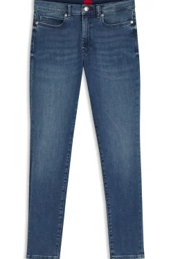 Skinny-Fit Jeans aus blauem Super-Stretch-Denim