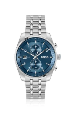 SKYTRAVELLER Chronograph mit blauem Zifferblatt und Edelstahlarmband