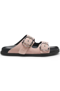 Slides aus Veloursleder mit zwei Schnallenriemen