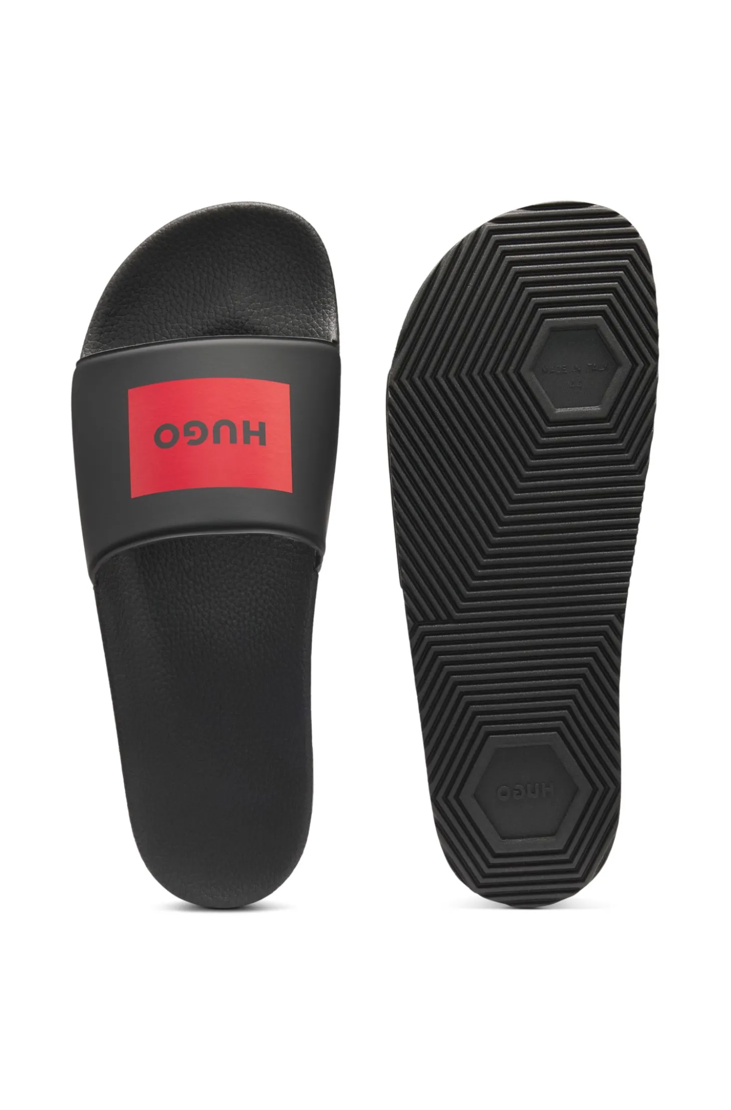 Slides mit Logo auf dem Riemen