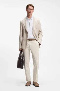 Slim-Fit Blazer aus gestreiftem Leinen-Mix mit Baumwolle