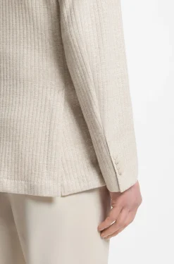 Slim-Fit Blazer aus gestreiftem Leinen-Mix mit Baumwolle