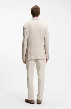 Slim-Fit Blazer aus gestreiftem Leinen-Mix mit Baumwolle