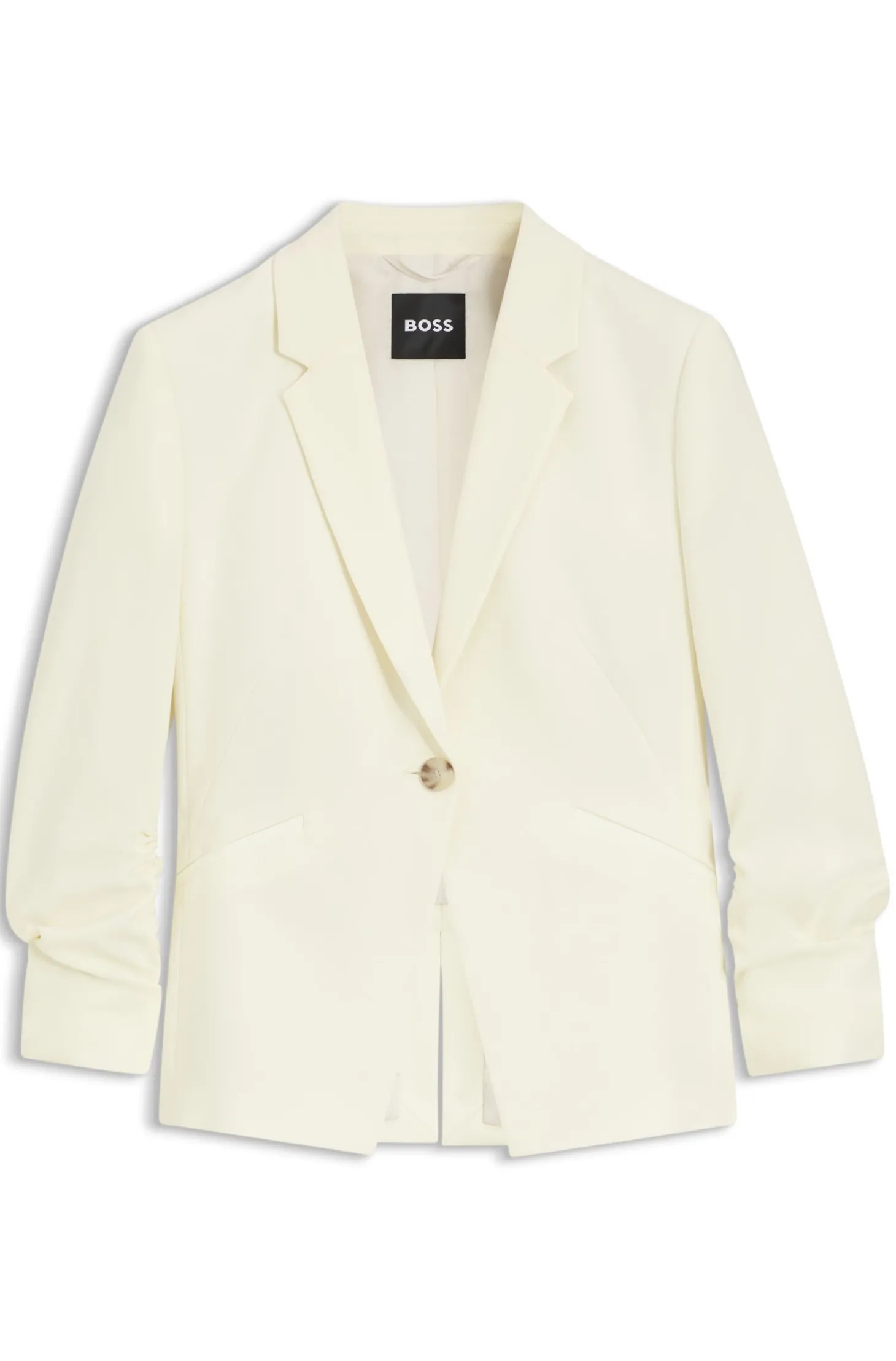Slim-Fit Blazer aus japanischem Krepp mit gerafften Ärmeln