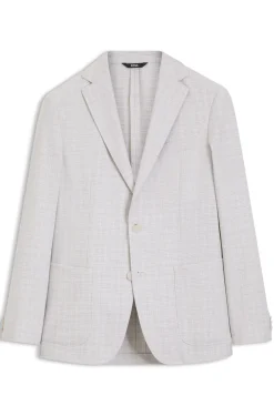 Slim-Fit Blazer aus karierter Schurwolle und Baumwolle