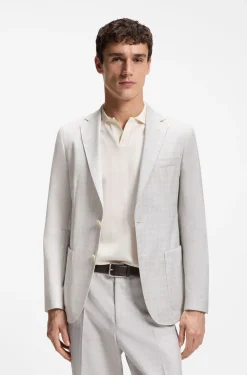 Slim-Fit Blazer aus karierter Schurwolle und Baumwolle