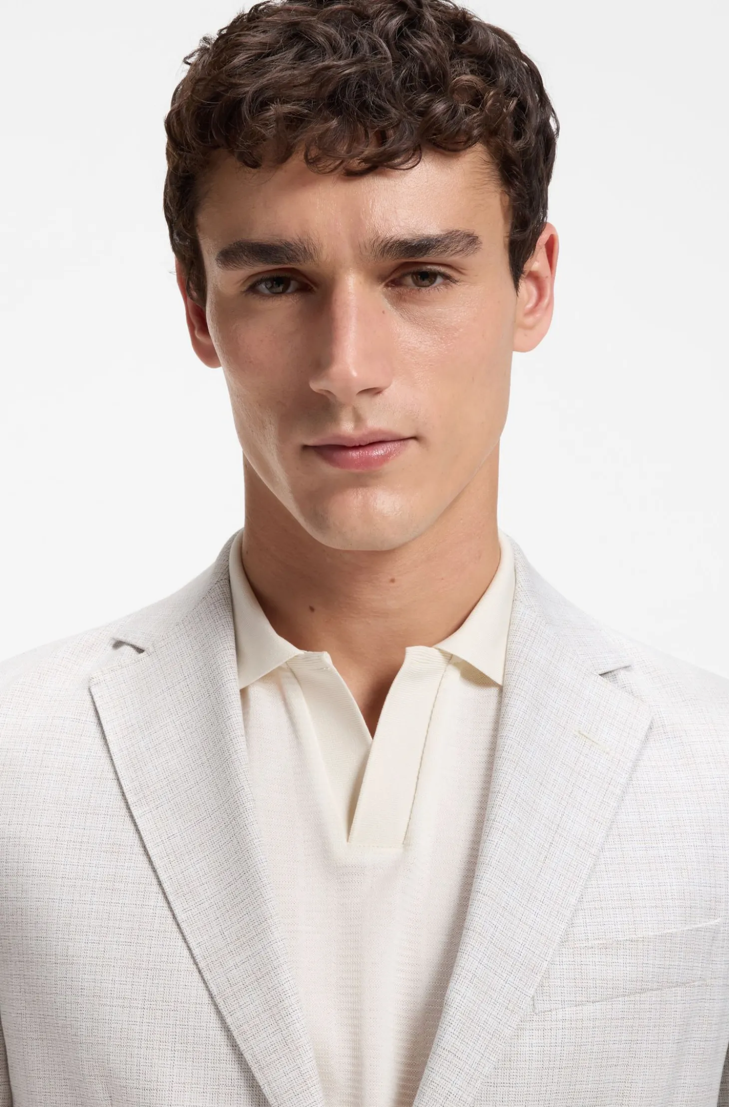 Slim-Fit Blazer aus karierter Schurwolle und Baumwolle