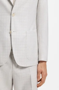 Slim-Fit Blazer aus karierter Schurwolle und Baumwolle